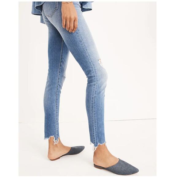 Madewell 9" Mid-Rise Skinny Jeans Frankie Wash: Torn-Knee Edition 27 Capsule - Picture 1 of 11